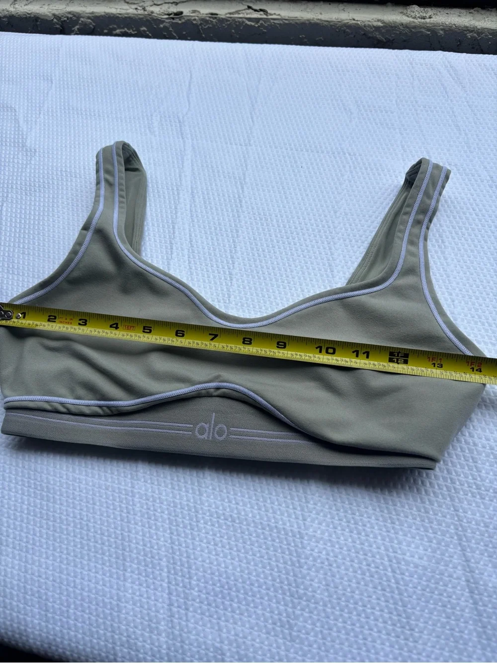 ALO Yoga Sage Green Piped Sports Bra